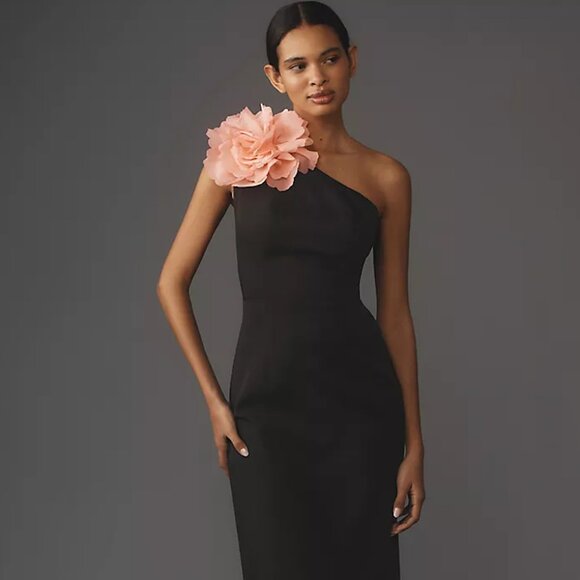 Mac Duggal One-Shoulder Crepe Midi Dress - Picture 2 of 4